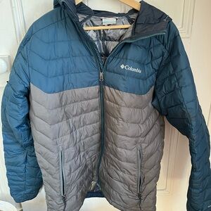 Columbia Men's Blue and Gray Puffer Jacket